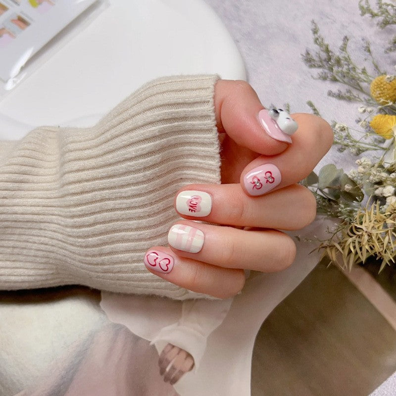 Creative nail art set with modern heart designs Stornfield
