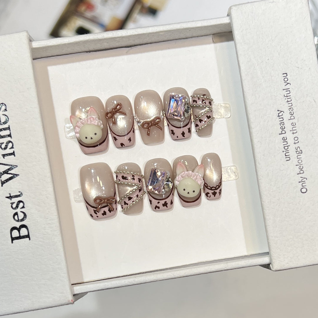 Whimsical Animal-Themed Press-On Nail Set Stornfield
