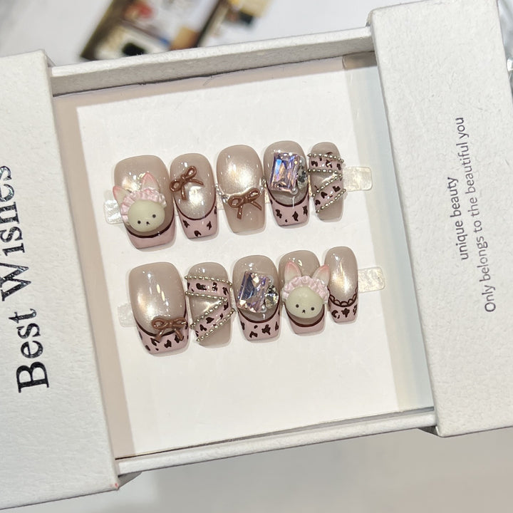 Whimsical Animal-Themed Press-On Nail Set Stornfield