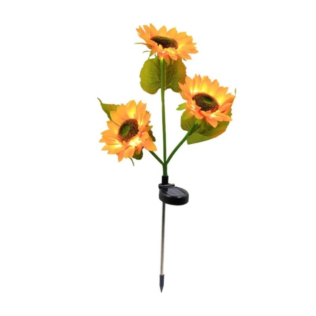 Solar-Powered Decorative Sunflower Garden Stake With Multi-Bloom LED Waterproof Panel Stornfield