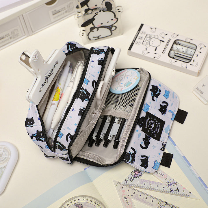 Cat-Themed Multi-Compartment Pencil Case