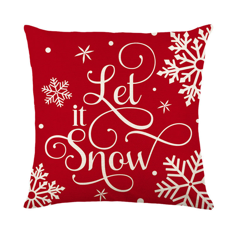 Decorative Cotton-Linen Square Throw Pillow Cover Hello Winter Script Print