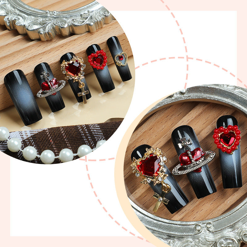 Decorative Nail Art Set with Heart and Gem Accents Stornfield