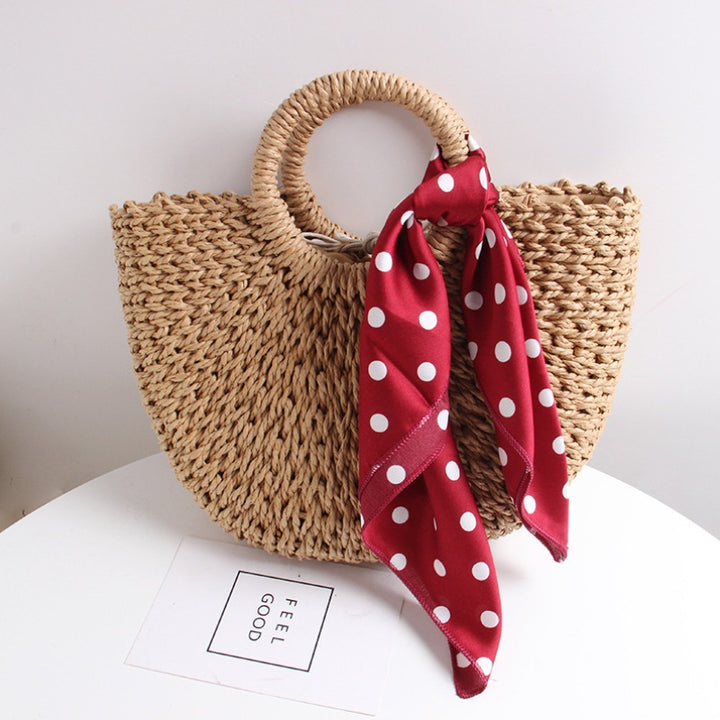 Braided basket bag with elegant silk scarf Stornfield