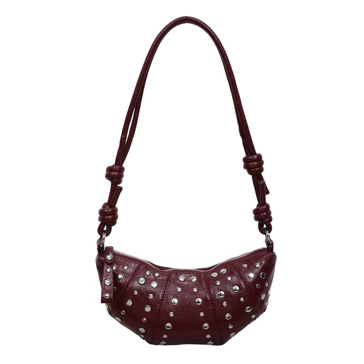 Studded Textured Leather Handbag