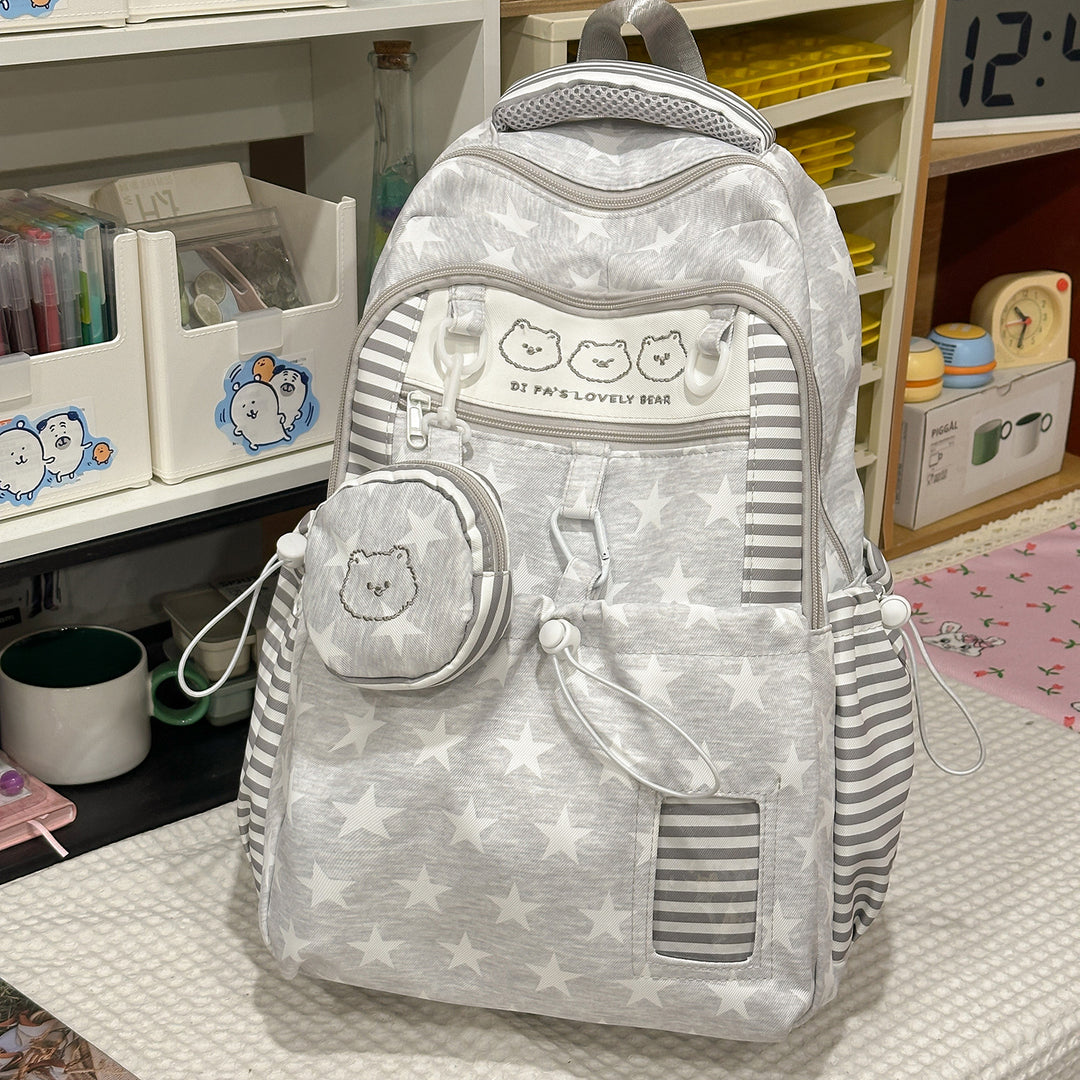Multi-Pocket Star-Patterned Backpack Stornfield