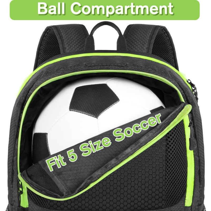 Sporty backpack with compartments for soccer, water bottle, and shoes Stornfield