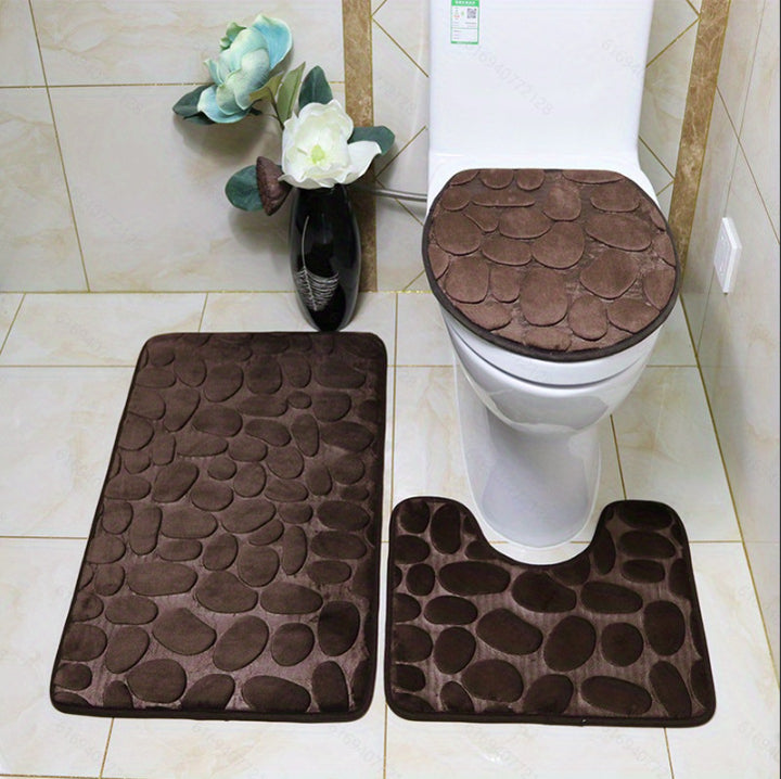 Textured Stone Pattern Bath Mat Set Stornfield