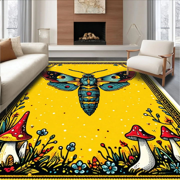 Plush Cherry-Patterned Area Rug