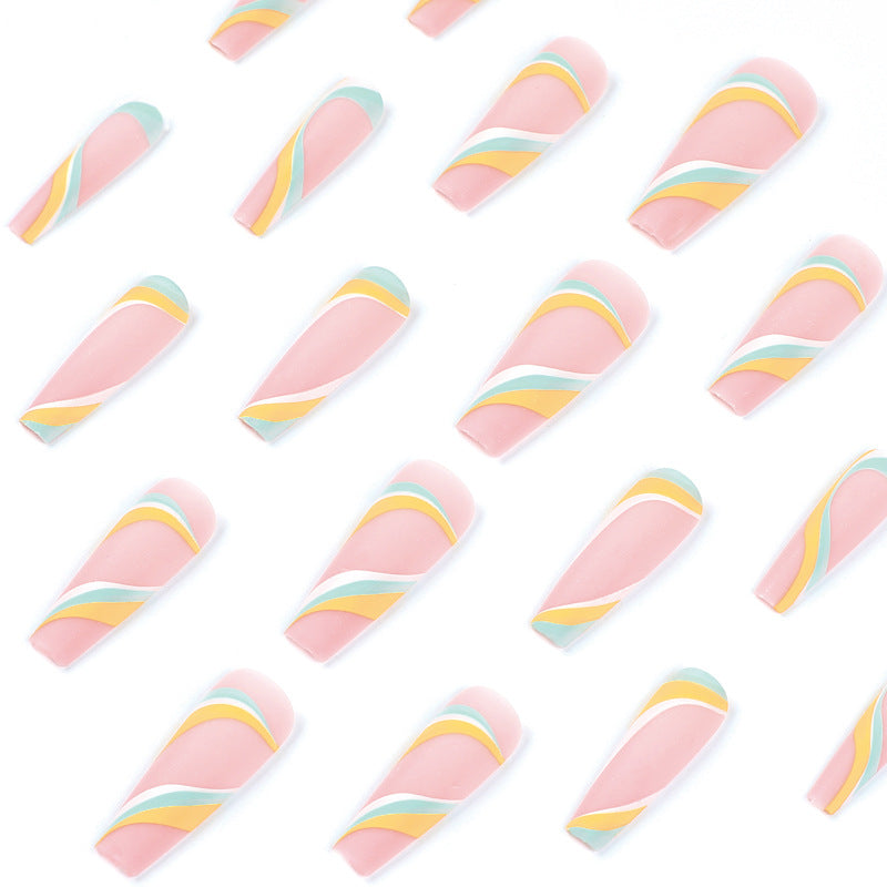 Artificial nail extensions with modern wave design Stornfield