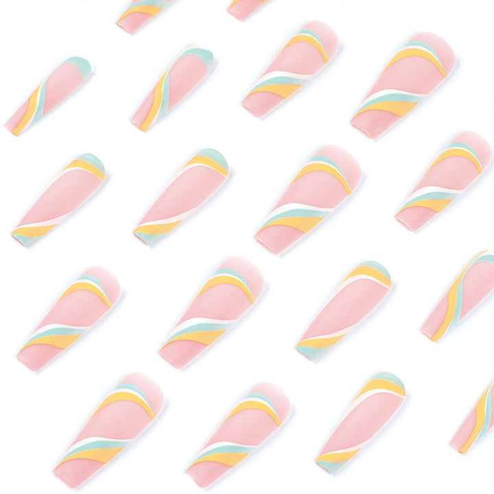 Artificial nail extensions with modern wave design Stornfield