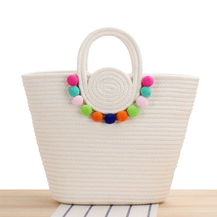 Playful beach bag with colorful pompom decor Stornfield