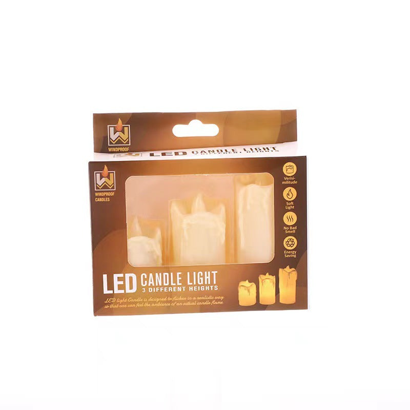 Battery-Powered Flickering LED Pillar Candle Trio with Realistic Drip-Wax Finish