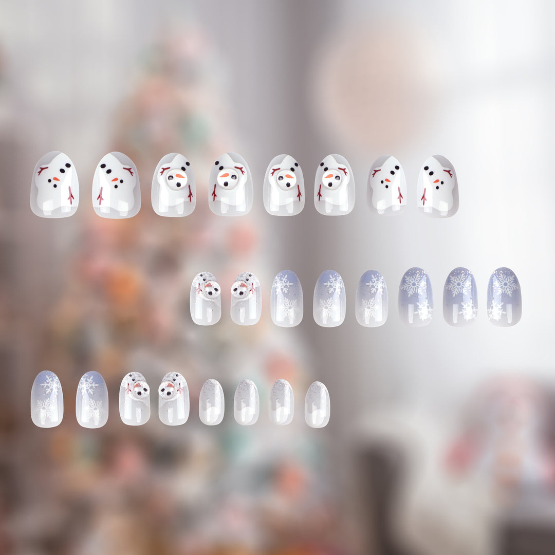 Artful Winter Nail Extensions with Snowman Design Stornfield