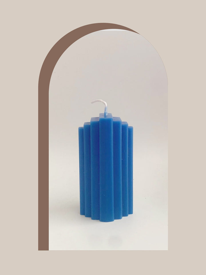 Ribbed Sculptural Pillar Candle with Vertical Fluted Profile