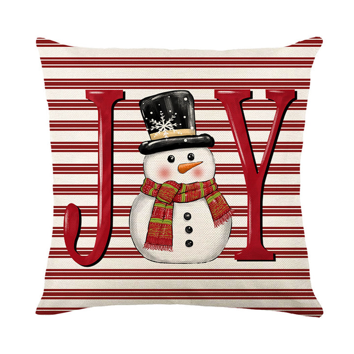 Festive Reindeer Illustrated Square Throw Pillow Cover with Hidden Zipper