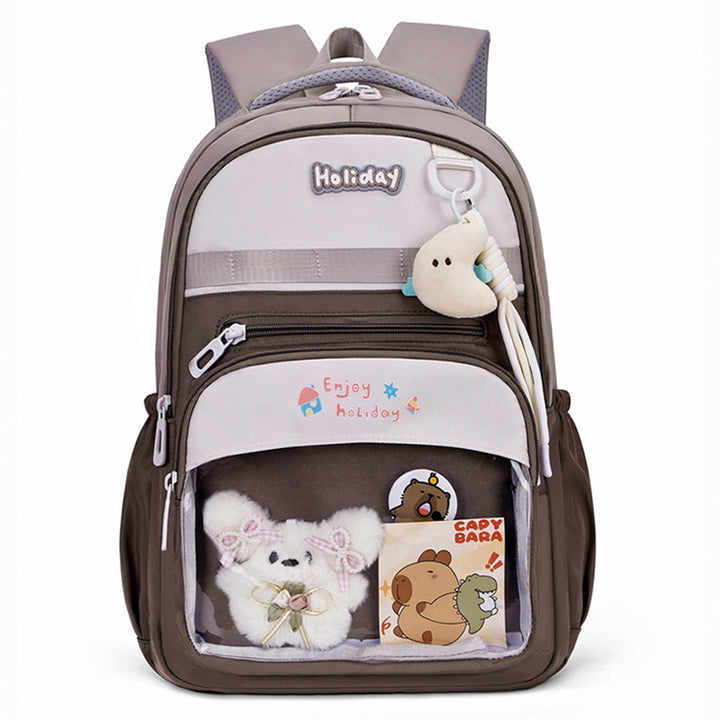 Playful school backpack with transparent compartment and creative accents Stornfield
