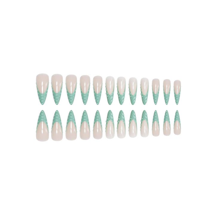 Extravagant Stiletto Press-On Nails with Artistic Shell Design Stornfield