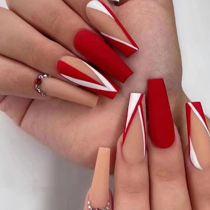 Artificial nails with matte finish and modern design elements Stornfield