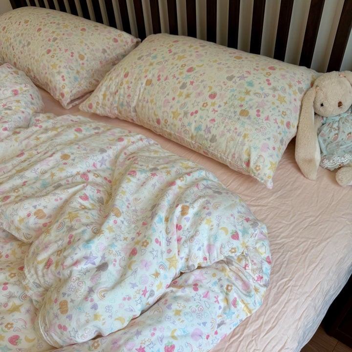 Floral Cotton Reversible Duvet and Sheet Nursery Bedding Set