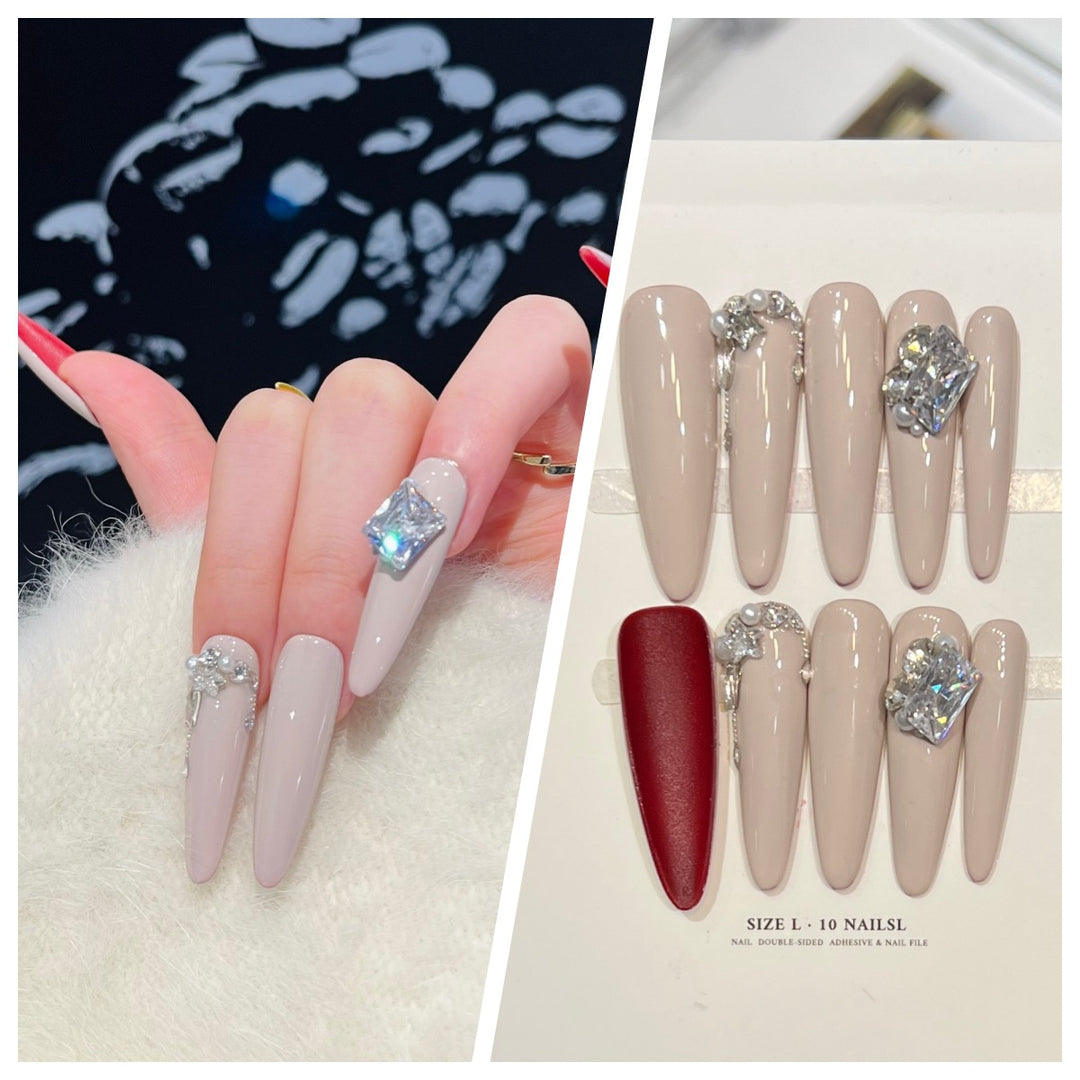 Artistic Stiletto Press-On Nail Set with Charming Patterns Stornfield