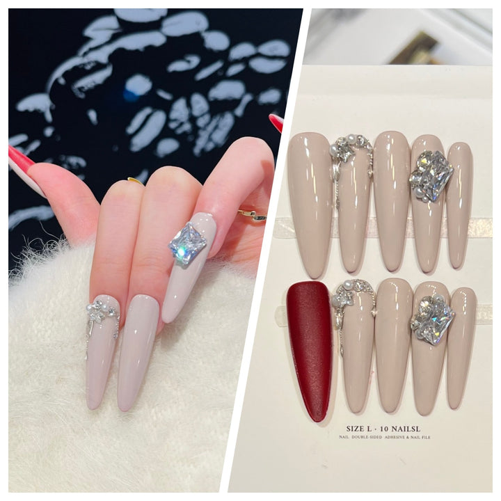 Artistic Stiletto Press-On Nail Set with Charming Patterns Stornfield