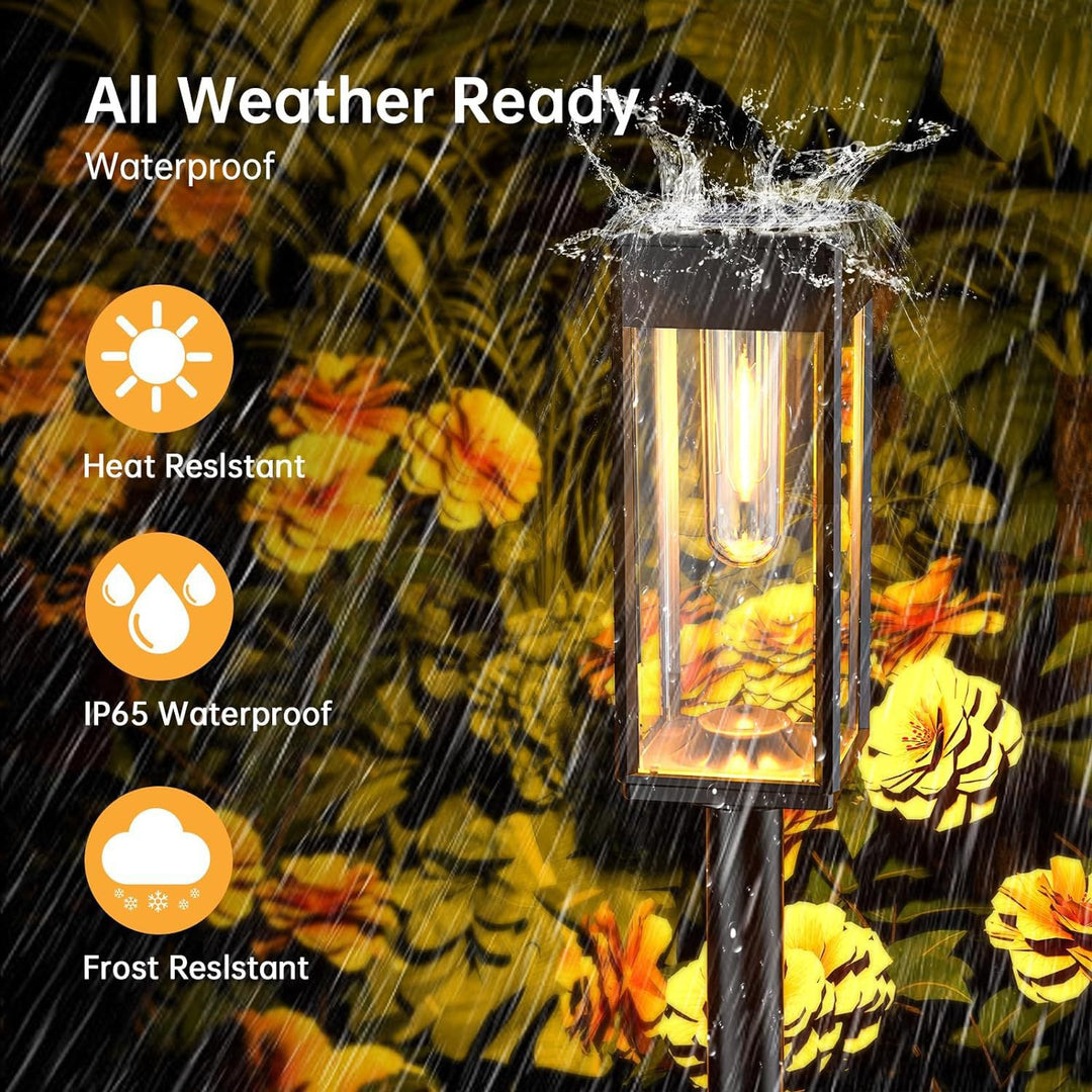Weatherproof Garden Post Lantern With Vintage Filament-Style Bulb And Tempered Glass Panels Stornfield