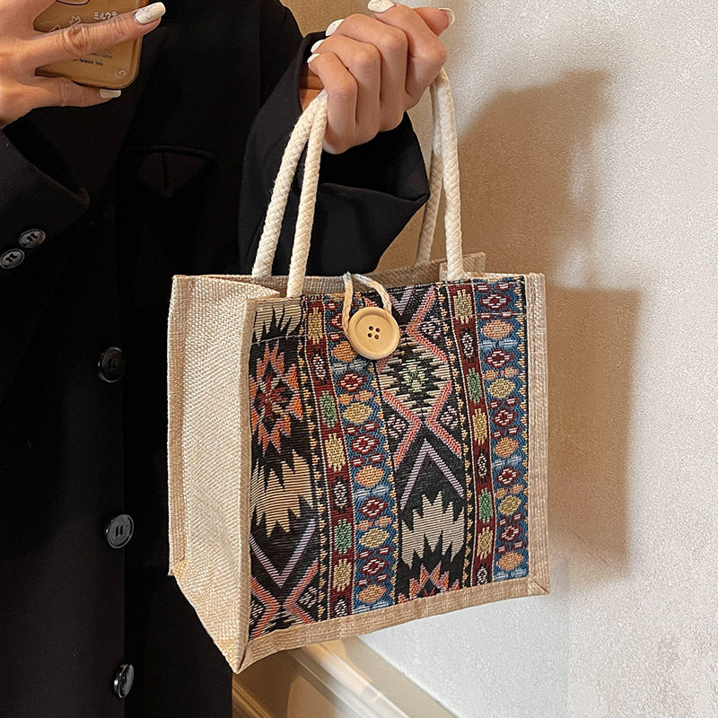 Bohemian Geometric Patterned Tote Bag