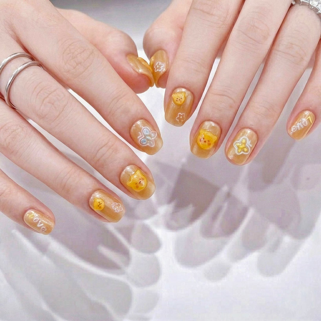 Creative Floral Print Press-On Nails