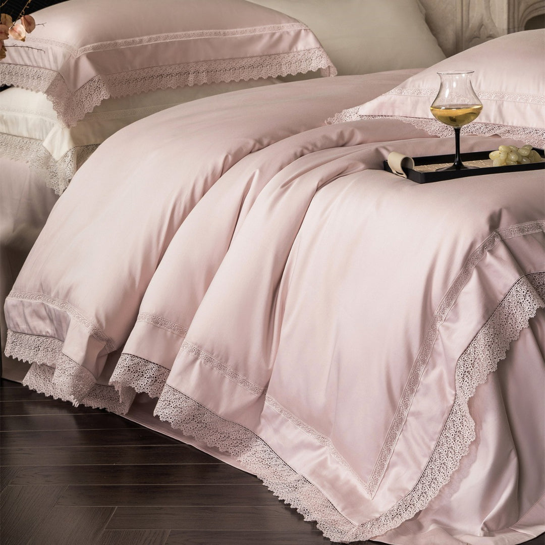 Luxury Lace-Edged Cotton Sateen Duvet Cover Set