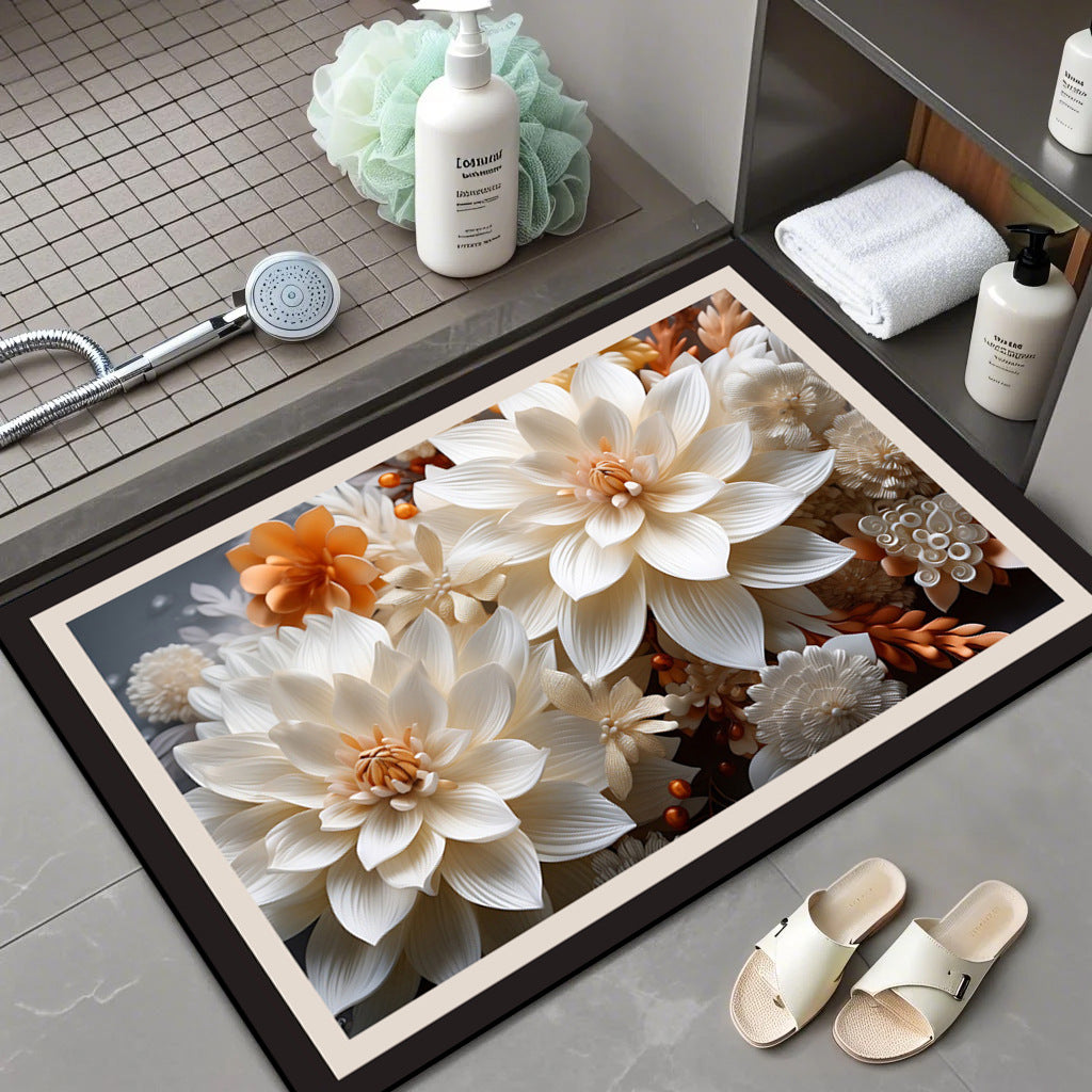 Floral Patterned Comfort Bath Mat Stornfield