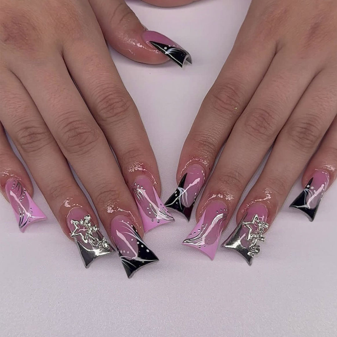 Stiletto Acrylic Nail Art Extensions with Modern Design Stornfield