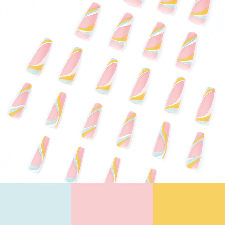 Artificial nail extensions with modern wave design Stornfield