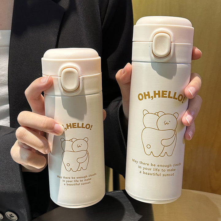 Ladies Insulated Drinking Bottle with Cute Animal Design and Practical Flip Top Stornfield