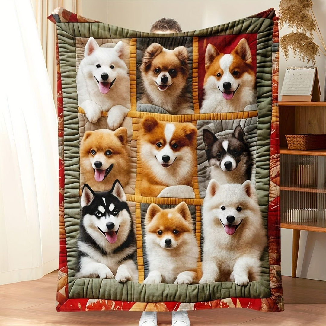 Cute Dog-Themed Plush Throw Blanket