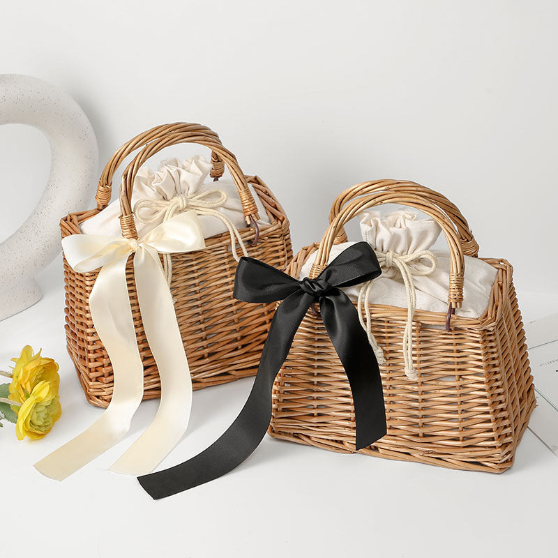 Women's Handwoven Basket Bag with Elegant Bow Accent Stornfield