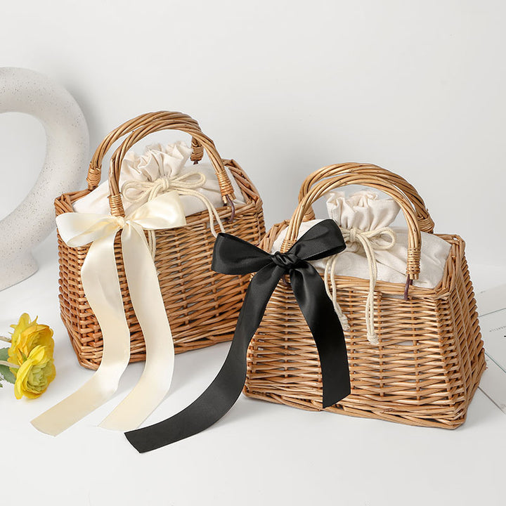 Women's Handwoven Basket Bag with Elegant Bow Accent Stornfield