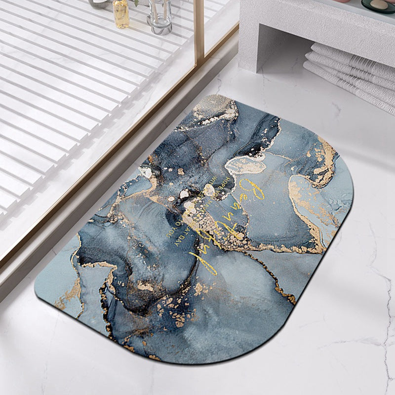 Half-Moon Marble-Pattern Bath Mat