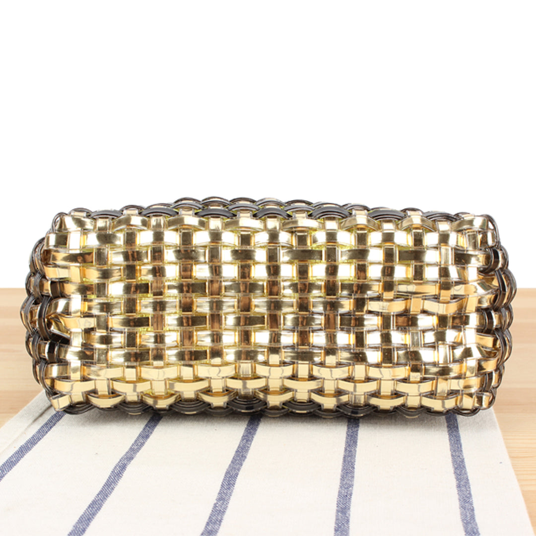 Shoulder bag made of handwoven synthetic material with fashionable sliding mechanism Stornfield