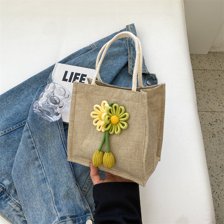 Decorative Floral Accent Tote Bag
