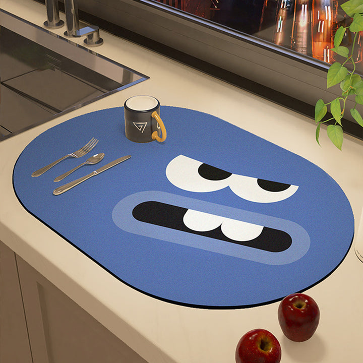 Playful Cartoon-Theme Kitchen Mat