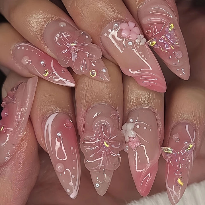 Artistic Infused Floral Press-On Nail Set Stornfield
