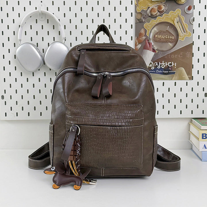 Stylish Crocodile-Patterned Leather Backpack Stornfield