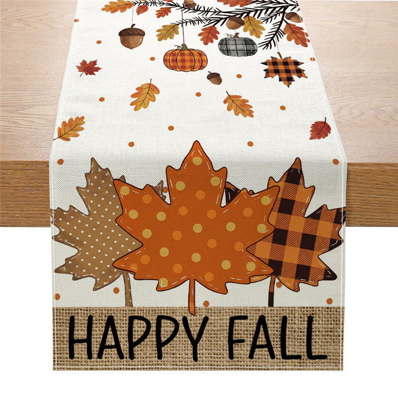 Autumn Football Print Cotton-Linen Table Runner