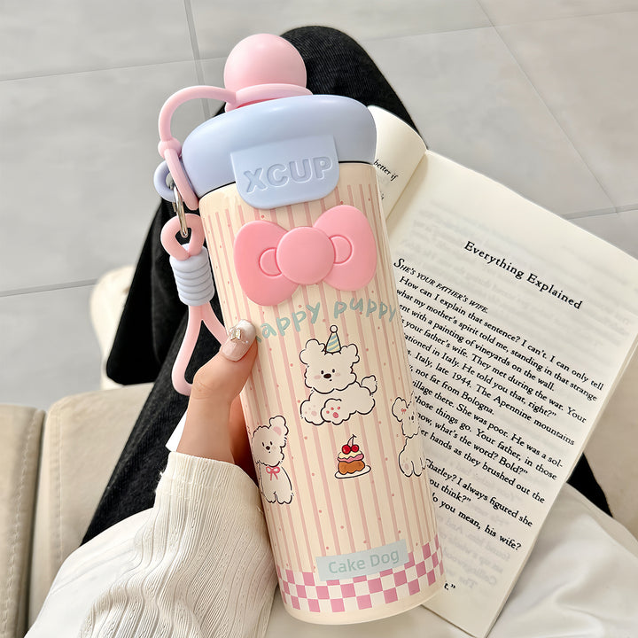 Women's water bottle with cute bunny design and integrated carabiner Stornfield