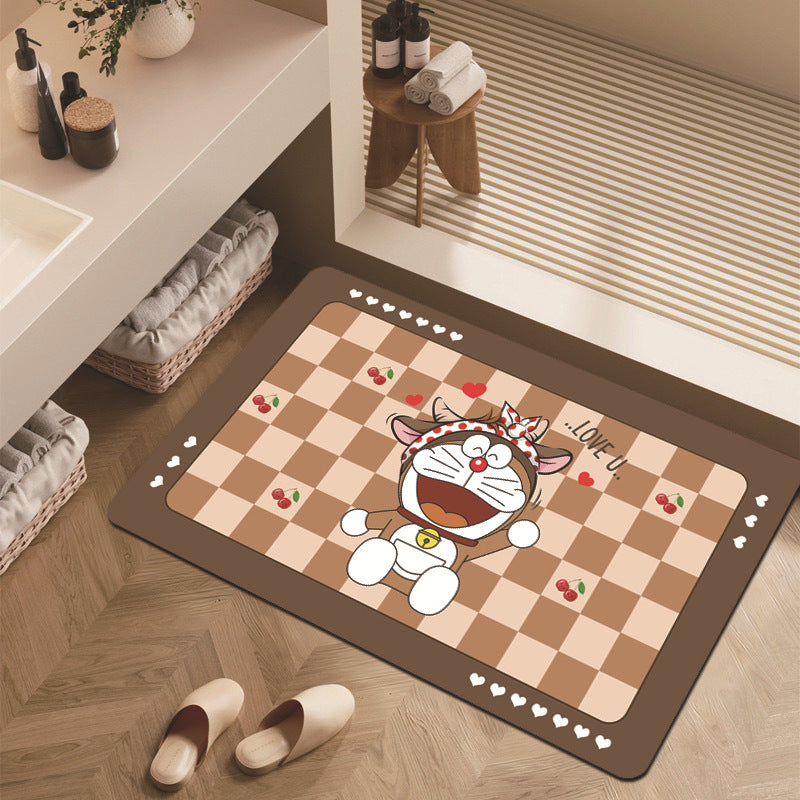 Cartoon Dinosaur-Themed Bathroom Mat