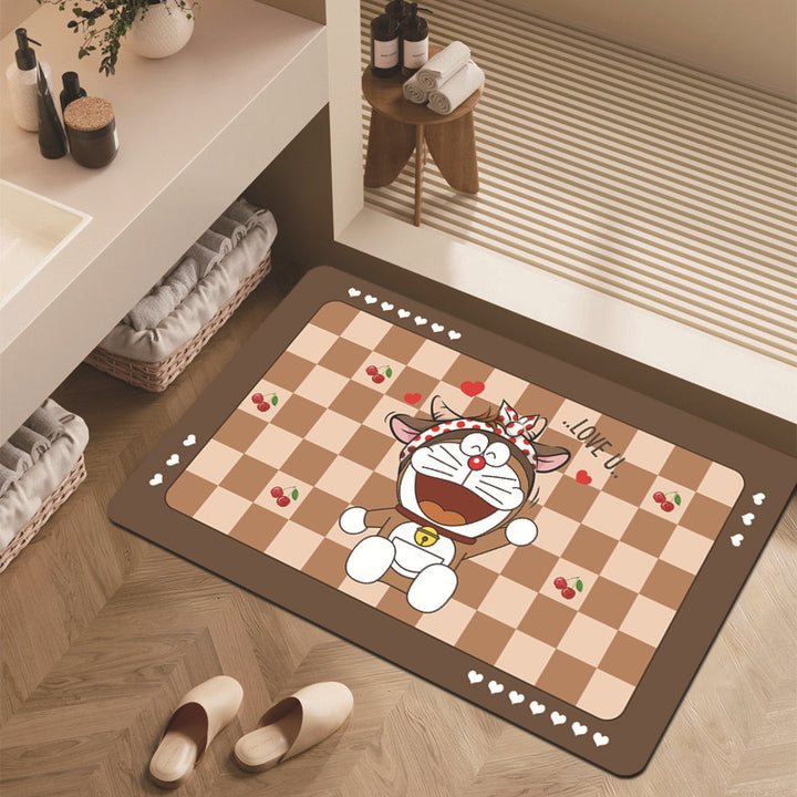 Cartoon Dinosaur-Themed Bathroom Mat