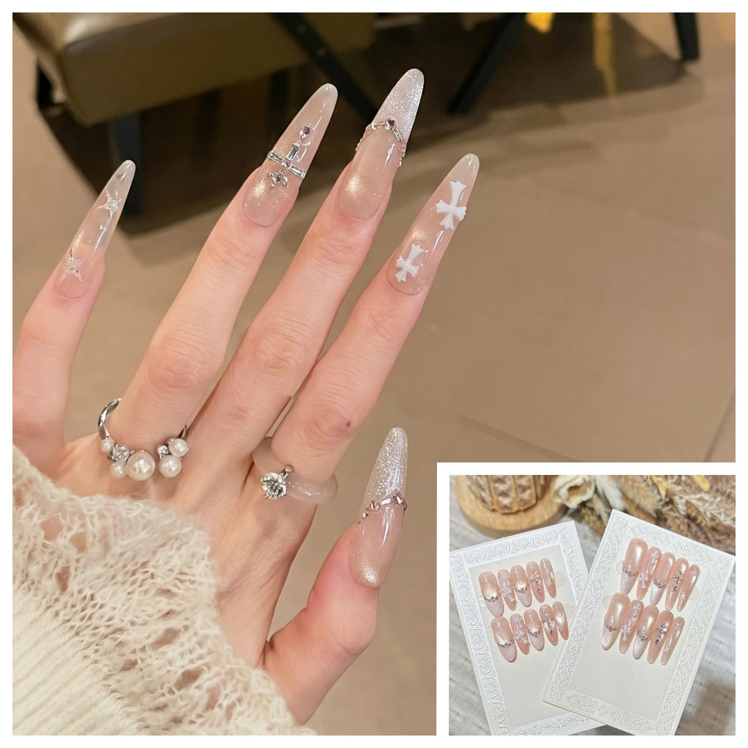 Artistic Stiletto Press-On Nail Set with Charming Patterns Stornfield