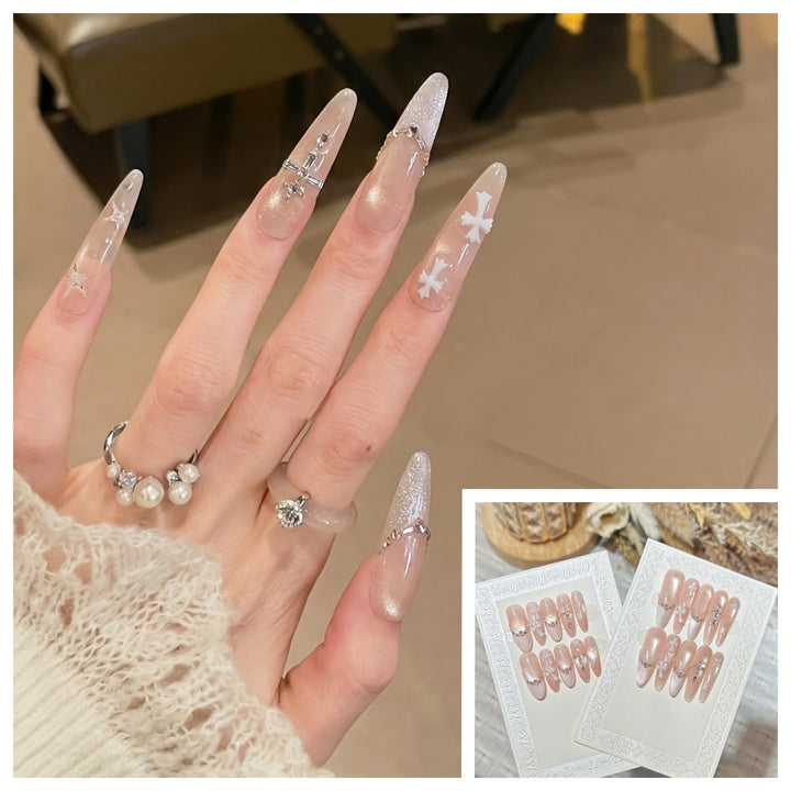 Artistic Stiletto Press-On Nail Set with Charming Patterns Stornfield