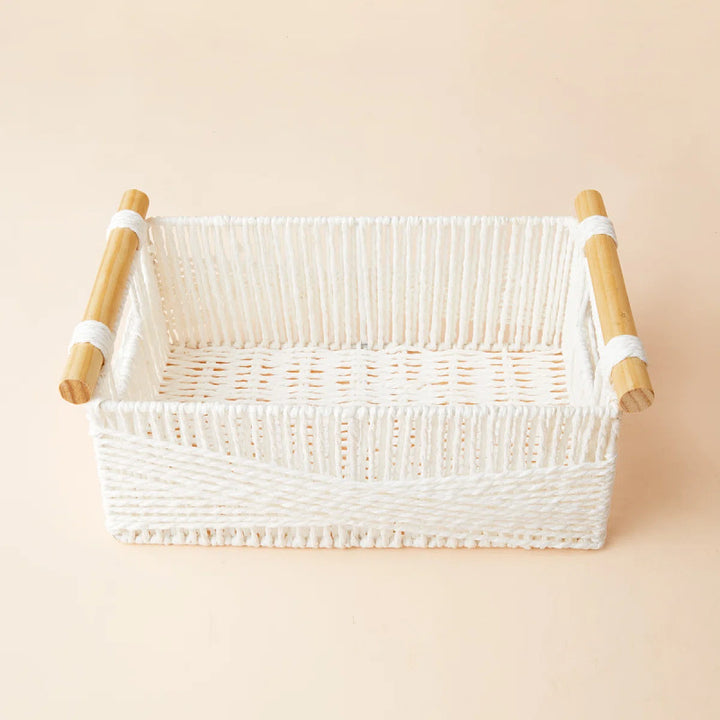 Handwoven Storage Basket with Wooden Handles Stornfield